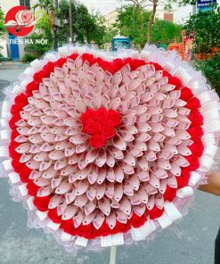 bó hoa tiền 50k hình trái tim