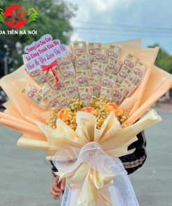 Bó hoa tiền 10k vàng cam