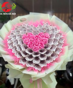 bó hoa tiền 2k trái tim
