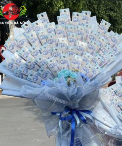 Bó hoa tiền 20k dáng đứng tone xanh