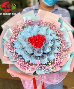bó hoa tiền 20k hồng xanh