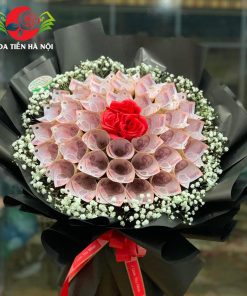 Bó hoa tiền 50k đen basic