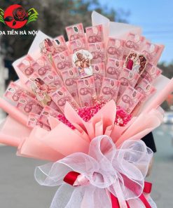 Bó hoa tiền 50k tone hồng ngọc