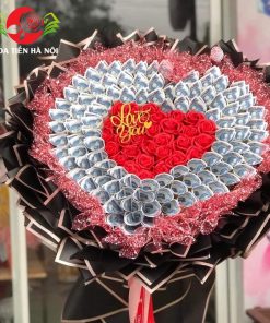Bó hoa tiền 5k trái tim đen