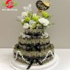 Bánh sinh nhật bằng tiền 100k tone trắng xanh