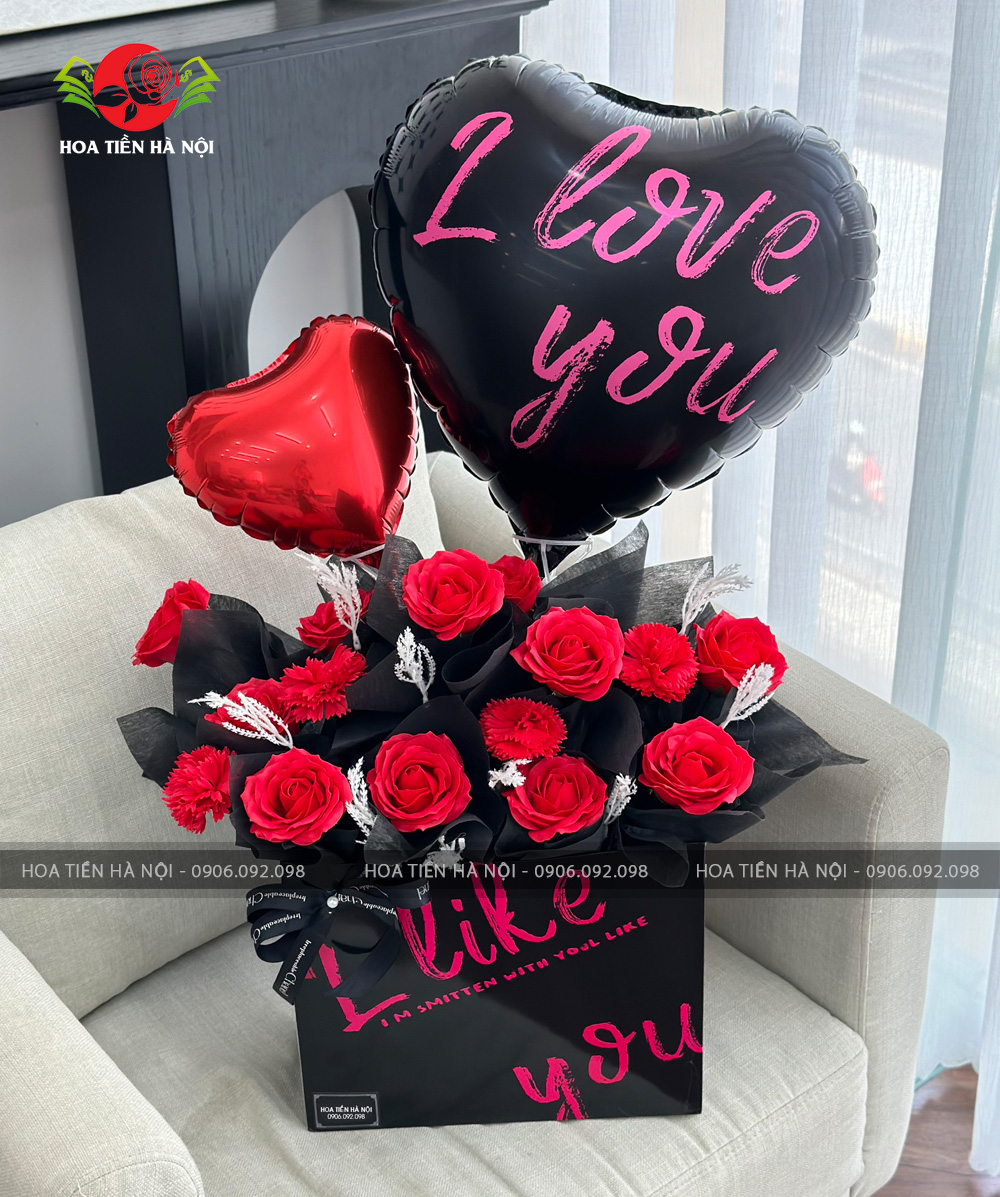 Giỏ hoa bóng bay i love you