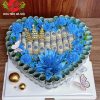 Bánh sinh nhật bằng tiền trái tim xanh lam