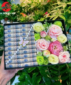 Hộp hoa tiền 20 tờ tiền sang trọng