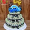 Bánh sinh nhật tiền 100k tone xanh đen