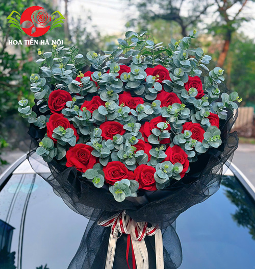 Bó hoa hồng nhung trái tim siêu sang
