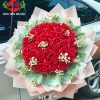 Bó hoa tiền 500k mix hoa hồng đỏ