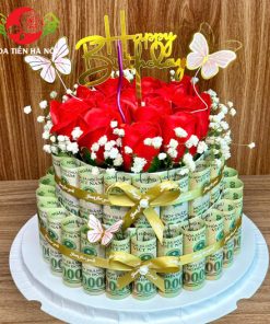 Bánh sinh nhật bằng tiền 100k (có rút tiền)