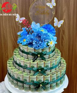 Bánh sinh nhật bằng tiền 100k xanh cho nam