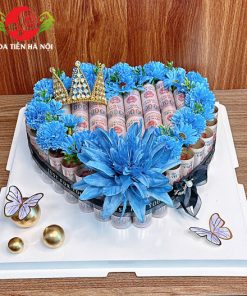 Bánh sinh nhật bằng tiền 200k trái tim cho nam