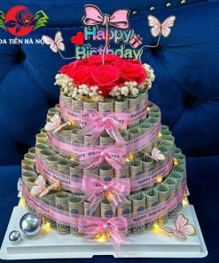 Bánh sinh nhật bằng tiền 50 triệu 4 tầng