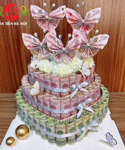 Bánh sinh nhật bằng tiền mix hồ điệp 50k