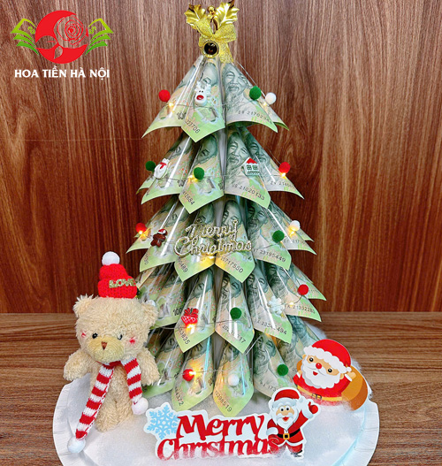 Cây thông Noel làm bằng tiền