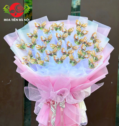 Bó hoa bướm tiền 200k 100 tờ (Đáng yêu)