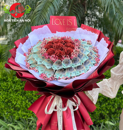 Bó hoa tiền 20 Triệu hoa sáp nhũ