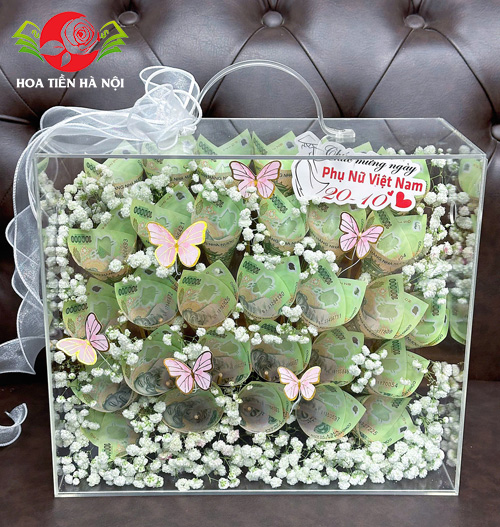 Vali tiền 100k 40 tờ mix hoa baby